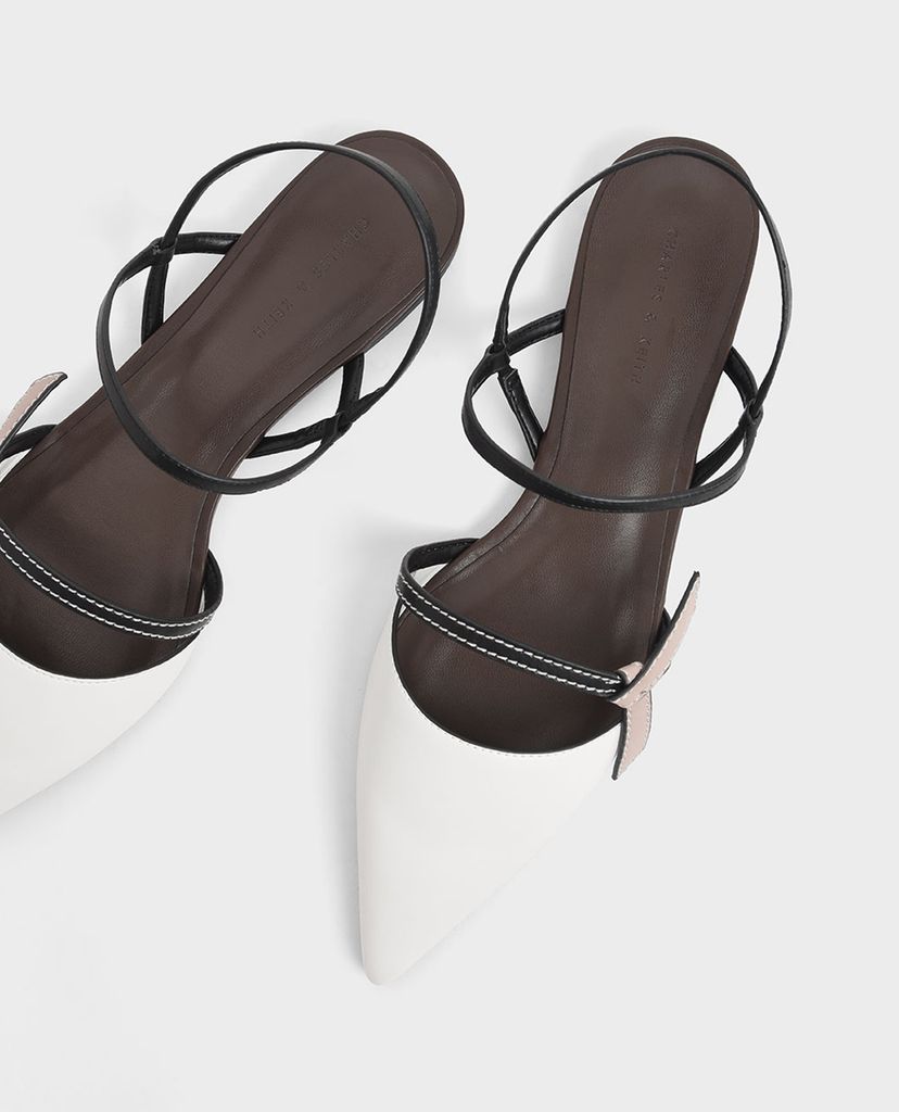 CHARLES & KEITH - Giày đế bệt mũi nhọn Front Knot Tie Patent Slingback