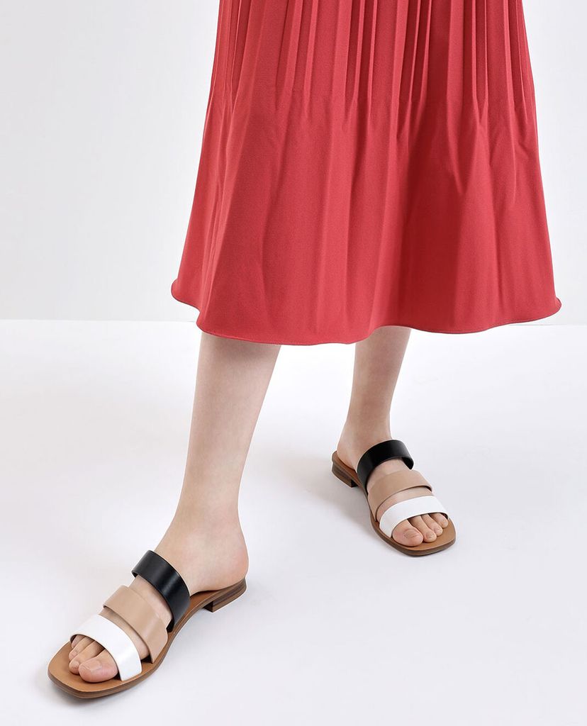 CHARLES & KEITH - Giày sandal nữ quai ngang Tri-Strap Slide