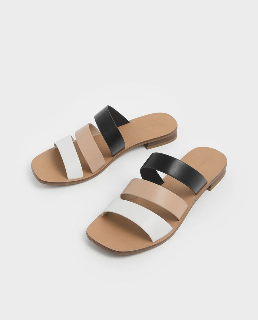CHARLES & KEITH - Giày sandal nữ quai ngang Tri-Strap Slide