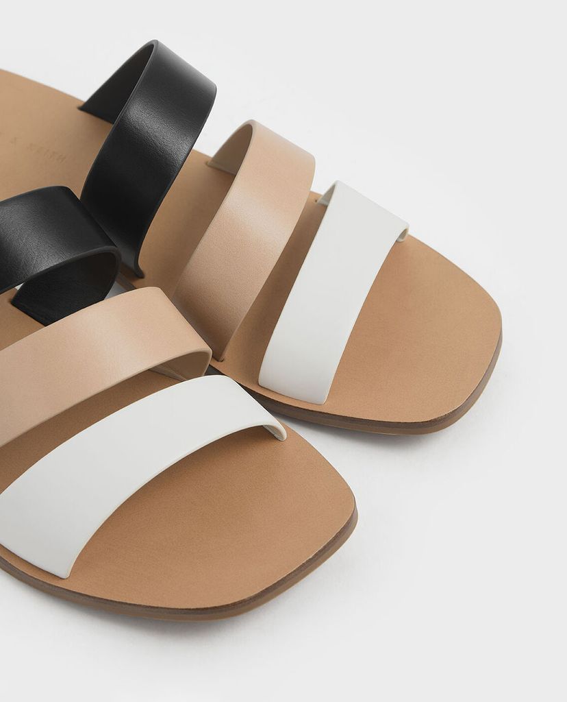 CHARLES & KEITH - Giày sandal nữ quai ngang Tri-Strap Slide