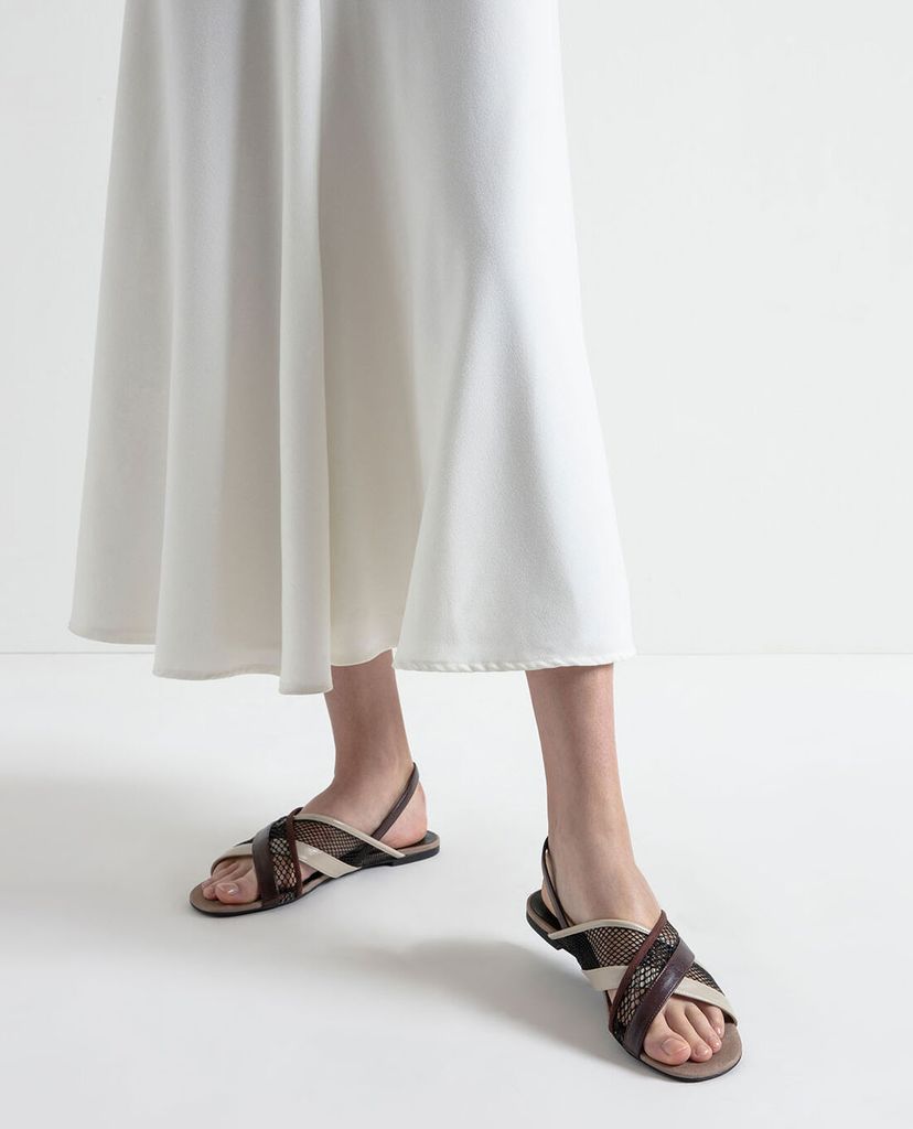 CHARLES & KEITH - Giày sandal nữ Criss Cross Mesh Slingback
