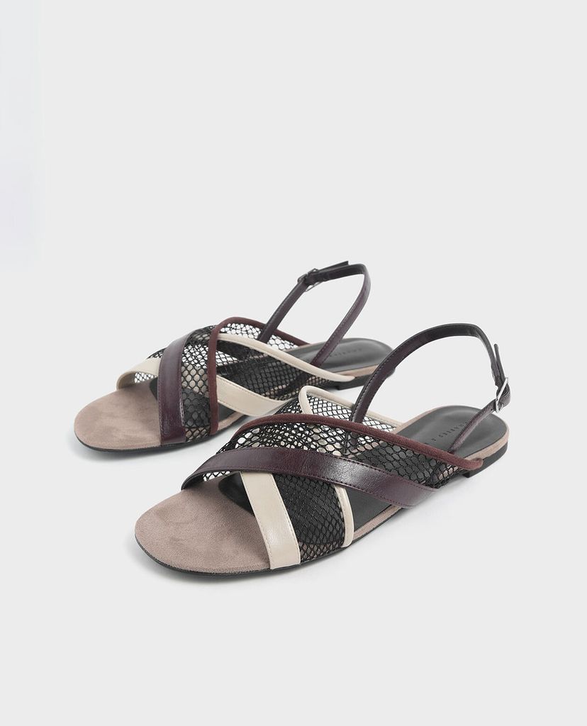 CHARLES & KEITH - Giày sandal nữ Criss Cross Mesh Slingback