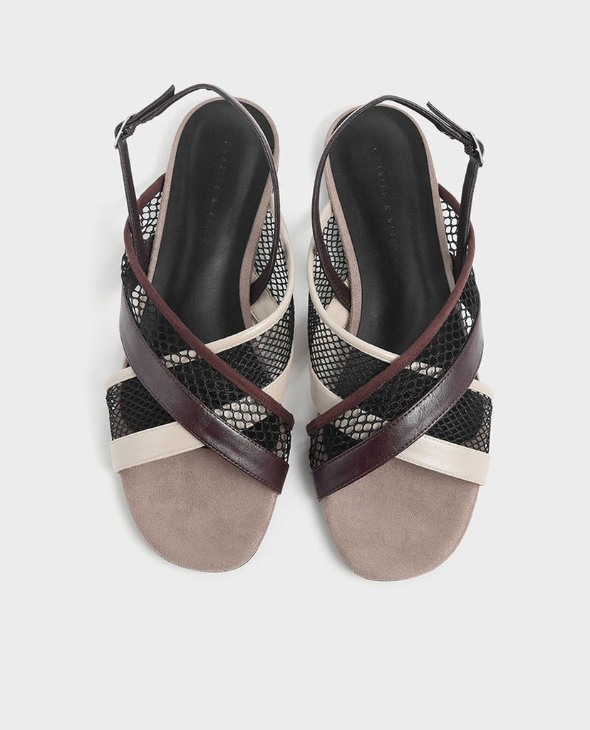 CHARLES & KEITH - Giày sandal nữ Criss Cross Mesh Slingback