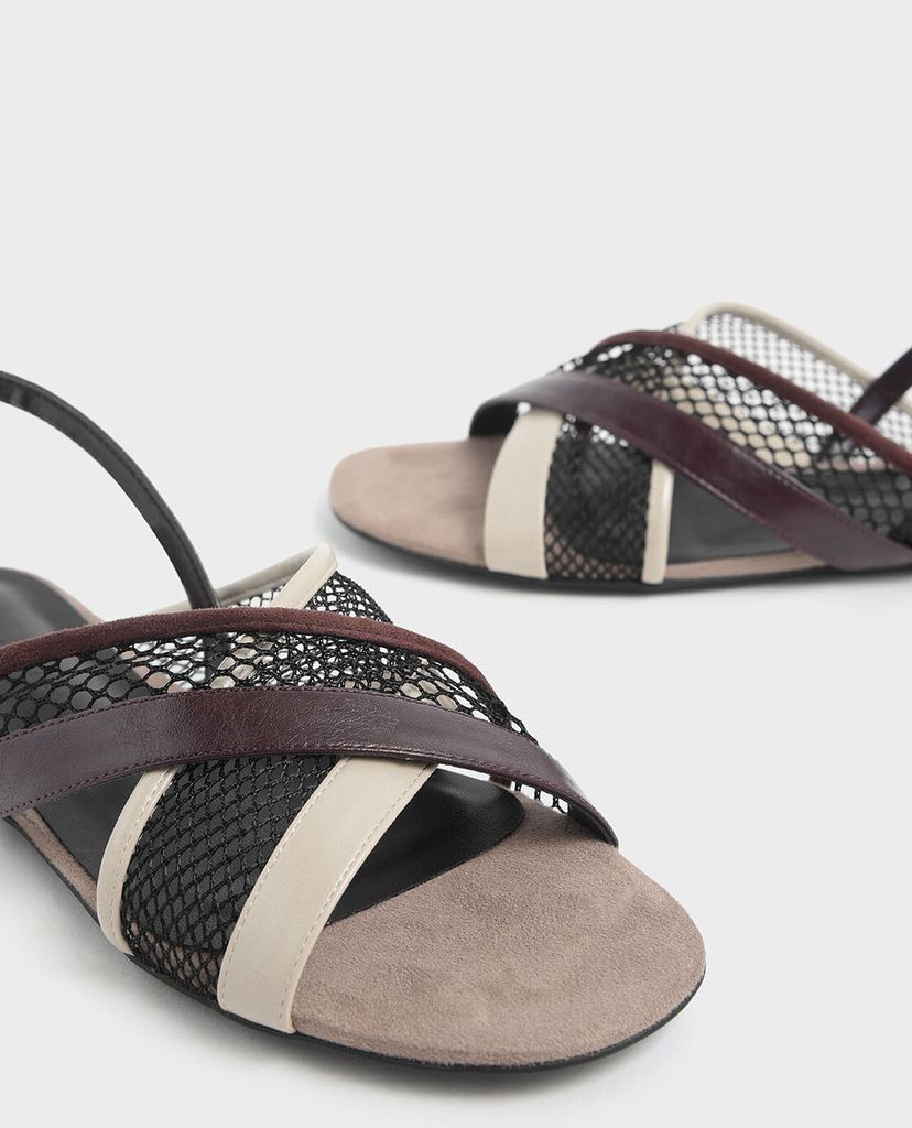 CHARLES & KEITH - Giày sandal nữ Criss Cross Mesh Slingback