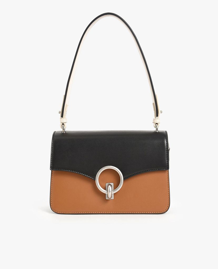 CHARLES & KEITH - Túi đeo vai nữ chữ nhật Textured Turn Lock