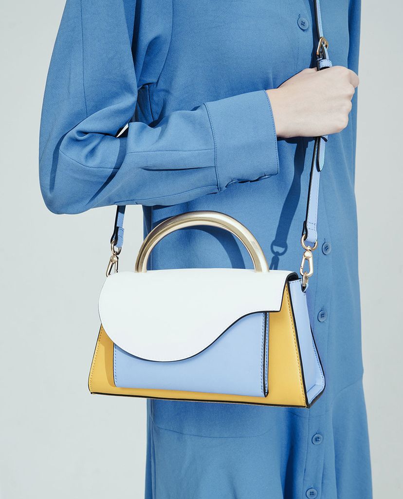 CHARLES & KEITH - Túi xách tay nữ chữ nhật Angular Flap Metallic Top