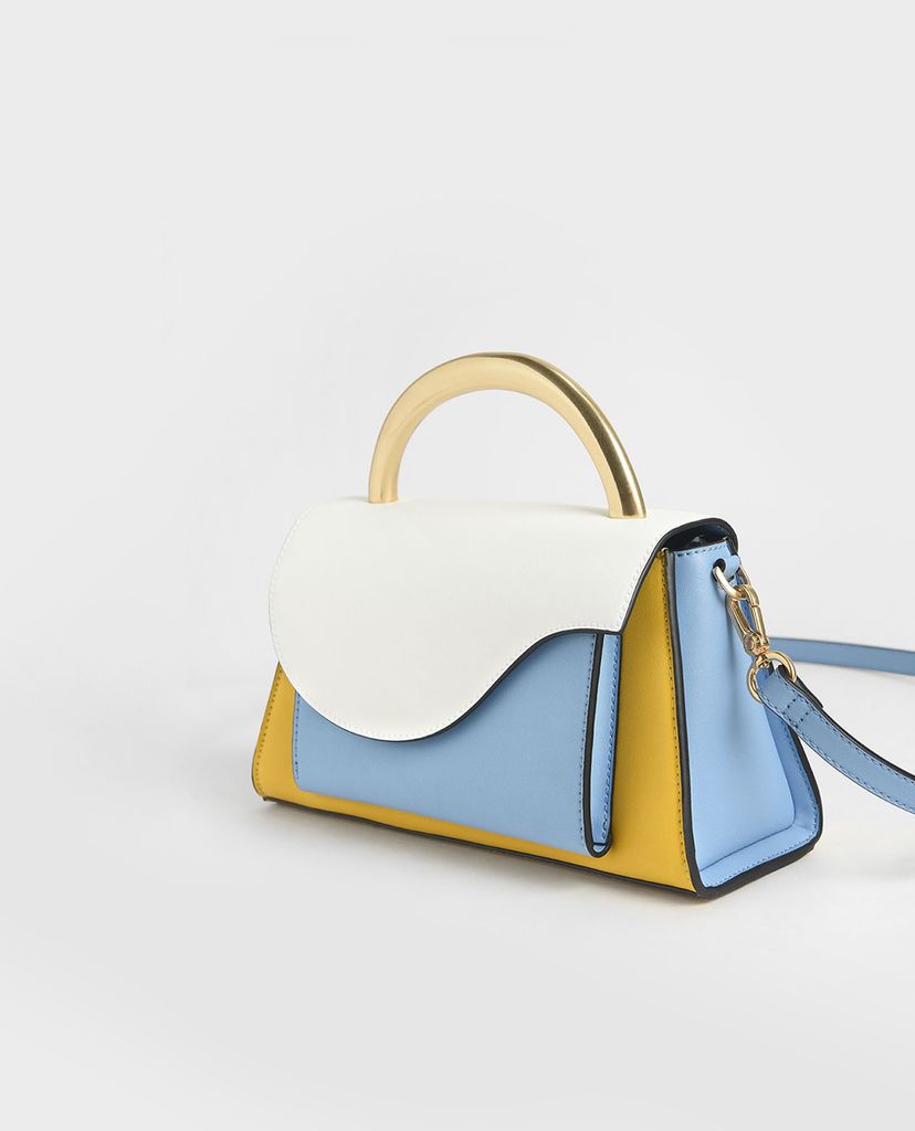 CHARLES & KEITH - Túi xách tay nữ chữ nhật Angular Flap Metallic Top