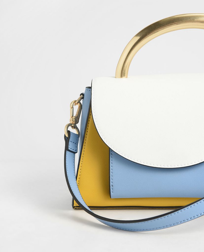CHARLES & KEITH - Túi xách tay nữ chữ nhật Angular Flap Metallic Top