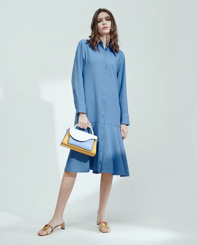 CHARLES & KEITH - Túi xách tay nữ chữ nhật Angular Flap Metallic Top