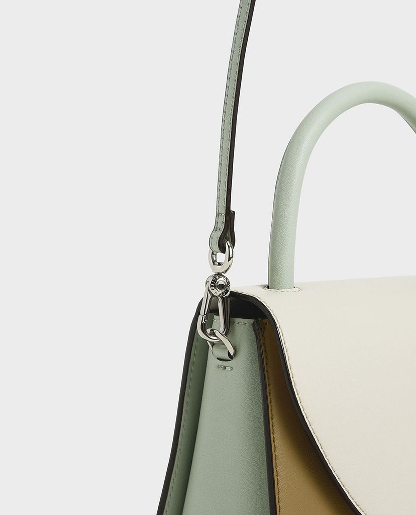 CHARLES & KEITH - Túi xách tay nữ nắp gập Structured