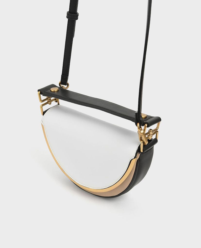 CHARLES & KEITH - Túi xách tay Textured Top Handle Semi Circle