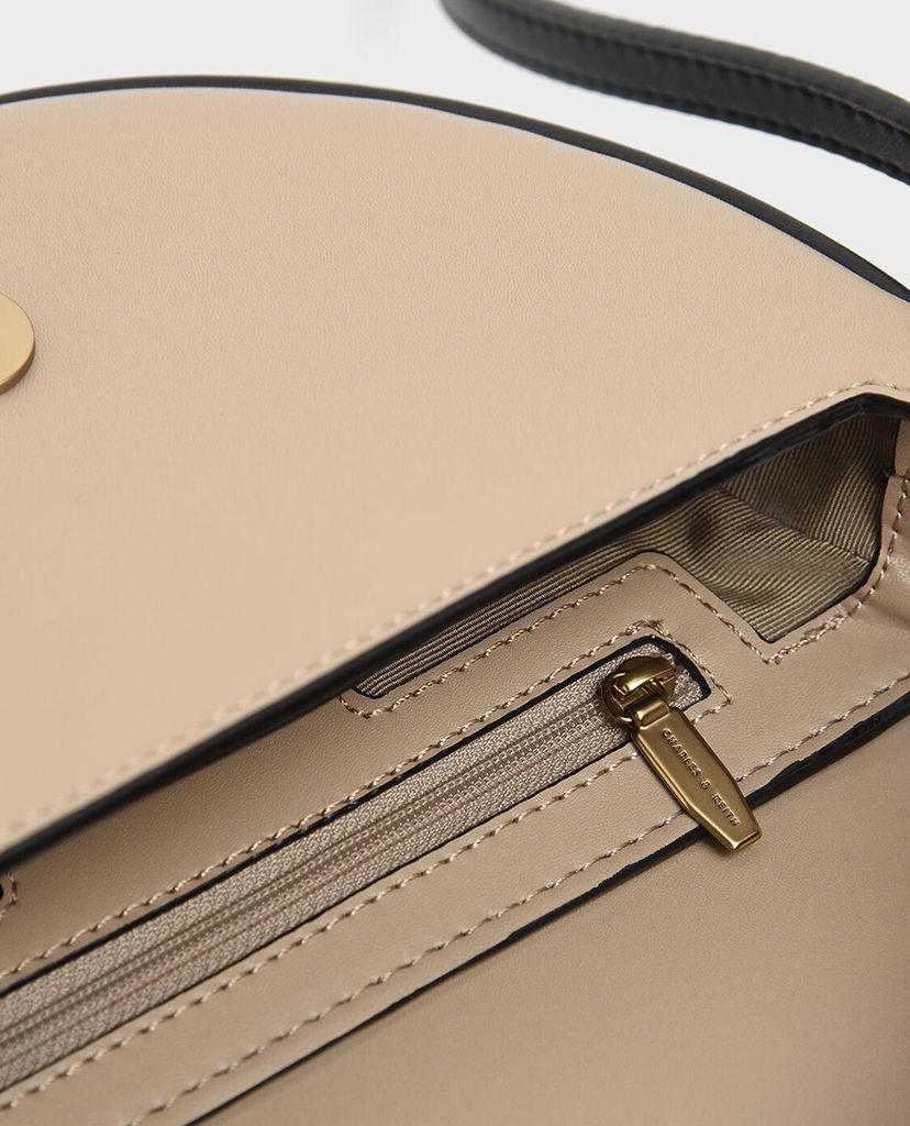 CHARLES & KEITH - Túi xách tay Textured Top Handle Semi Circle