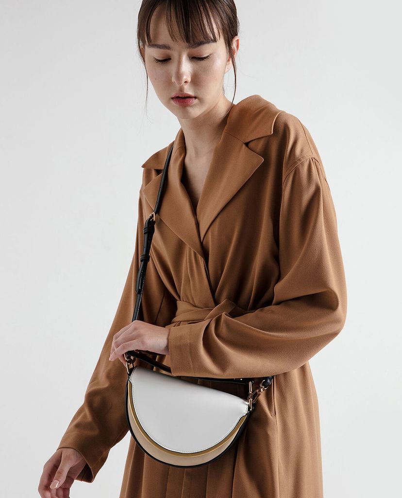CHARLES & KEITH - Túi xách tay Textured Top Handle Semi Circle