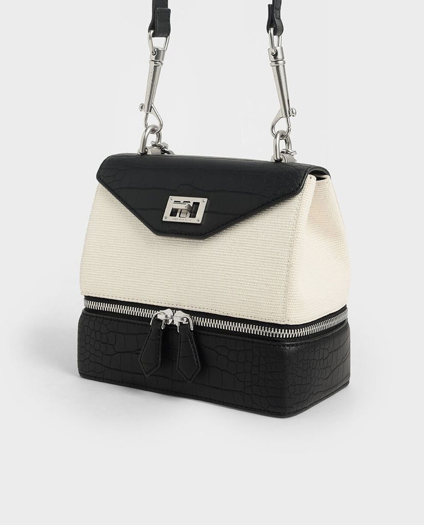 CHARLES & KEITH - Túi xách tay nữ phom vuông Two Way Zip