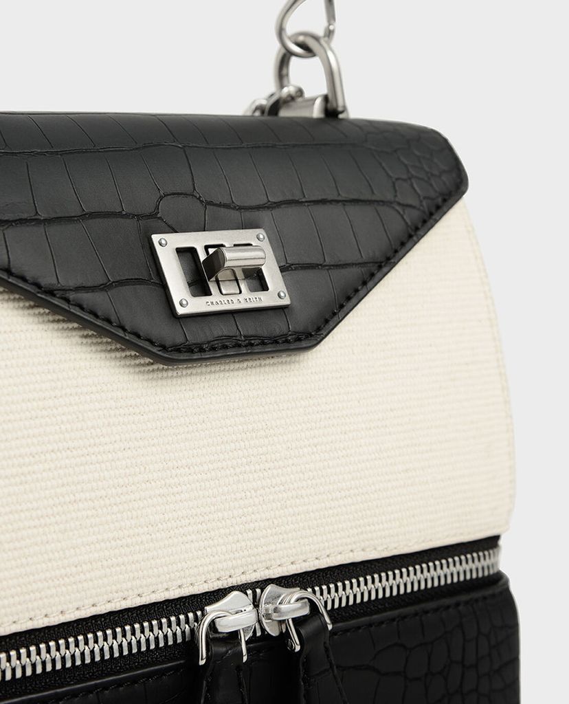 CHARLES & KEITH - Túi xách tay nữ phom vuông Two Way Zip