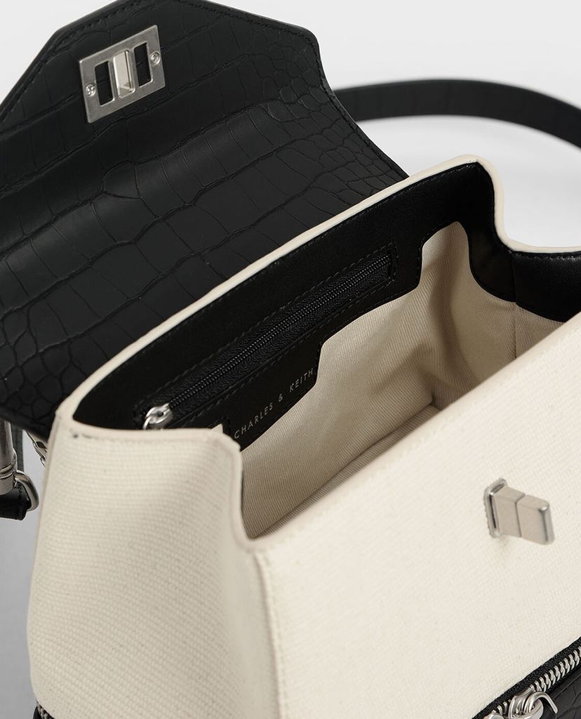 CHARLES & KEITH - Túi xách tay nữ phom vuông Two Way Zip