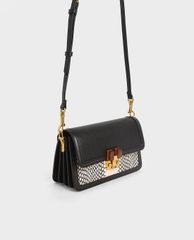 CHARLES & KEITH - Ví cầm tay nữ chữ nhật Stone Embellished