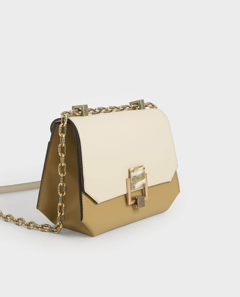 CHARLES & KEITH - Túi đeo chéo Chain Handle Geometric