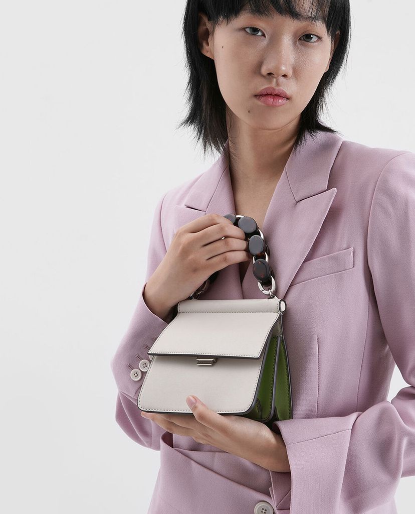 CHARLES & KEITH - Túi xách tay Small Acrylic Tortoiseshell Top Handle