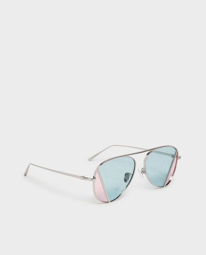 CHARLES & KEITH - Kinh mát nữ gọng tròn Two-Tone Aviator