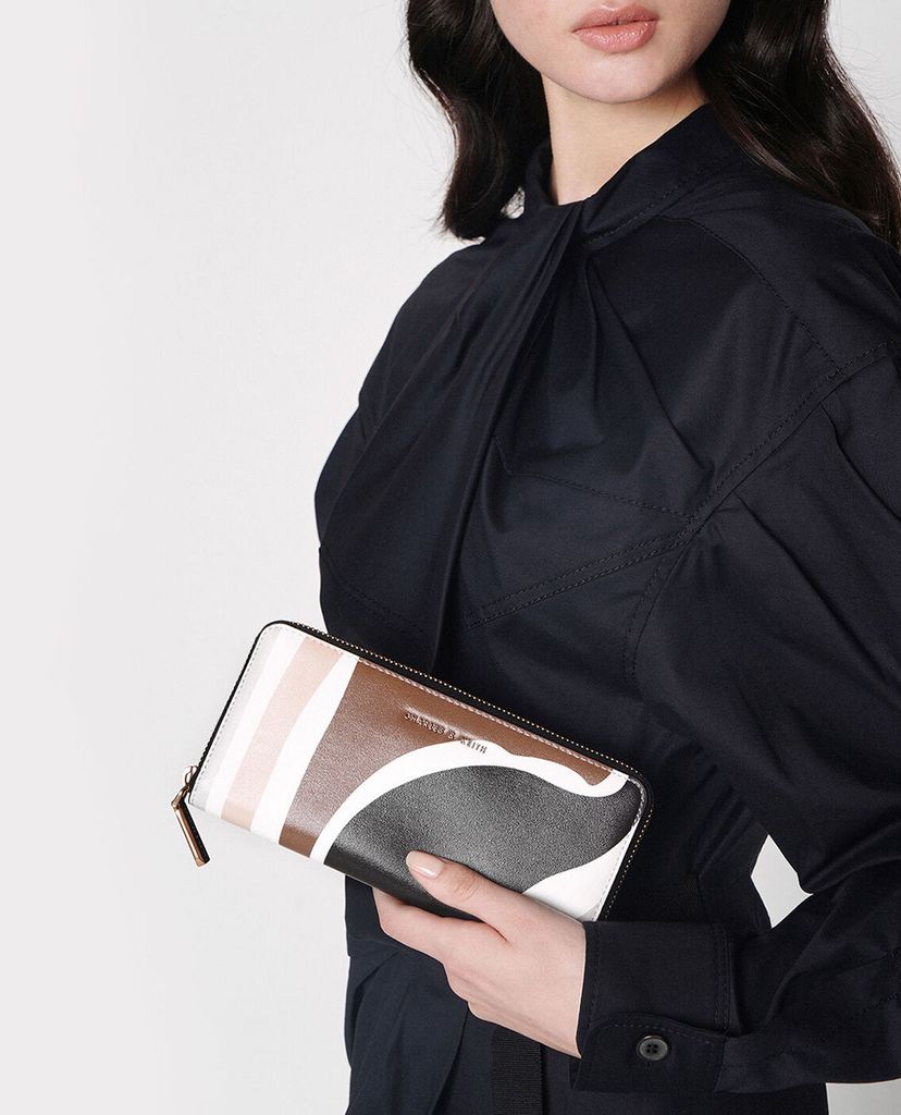 CHARLES & KEITH - Ví nữ dáng dài Croc Effect Mini