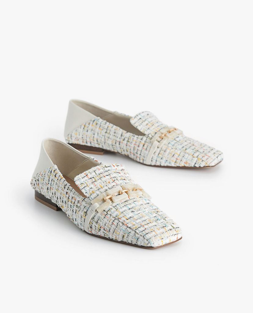PEDRO - Giày đế bệt nữ mũi vuông Tweed Square Toe