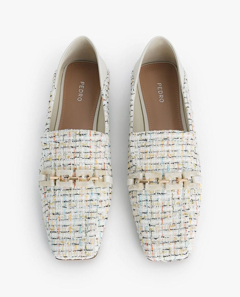 PEDRO - Giày đế bệt nữ mũi vuông Tweed Square Toe