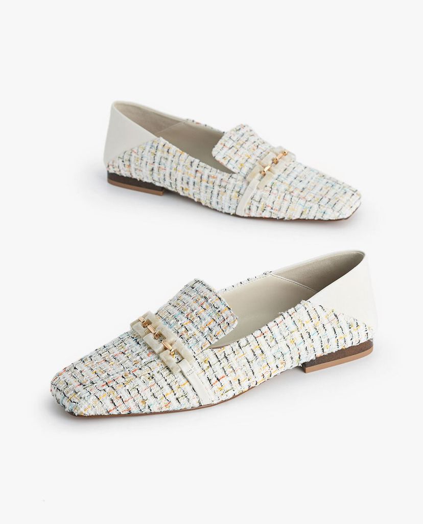 PEDRO - Giày đế bệt nữ mũi vuông Tweed Square Toe