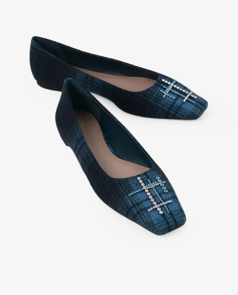 PEDRO - Giày đế bệt mũi vuông Gem Embellished