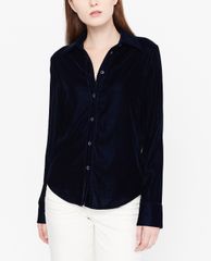 GIGI - Áo sơ mi nữ cổ bẻ tay dài Slimfit Velvet