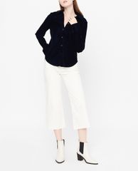 GIGI - Áo sơ mi nữ cổ bẻ tay dài Slimfit Velvet