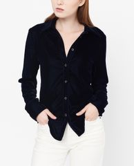 GIGI - Áo sơ mi nữ cổ bẻ tay dài Slimfit Velvet