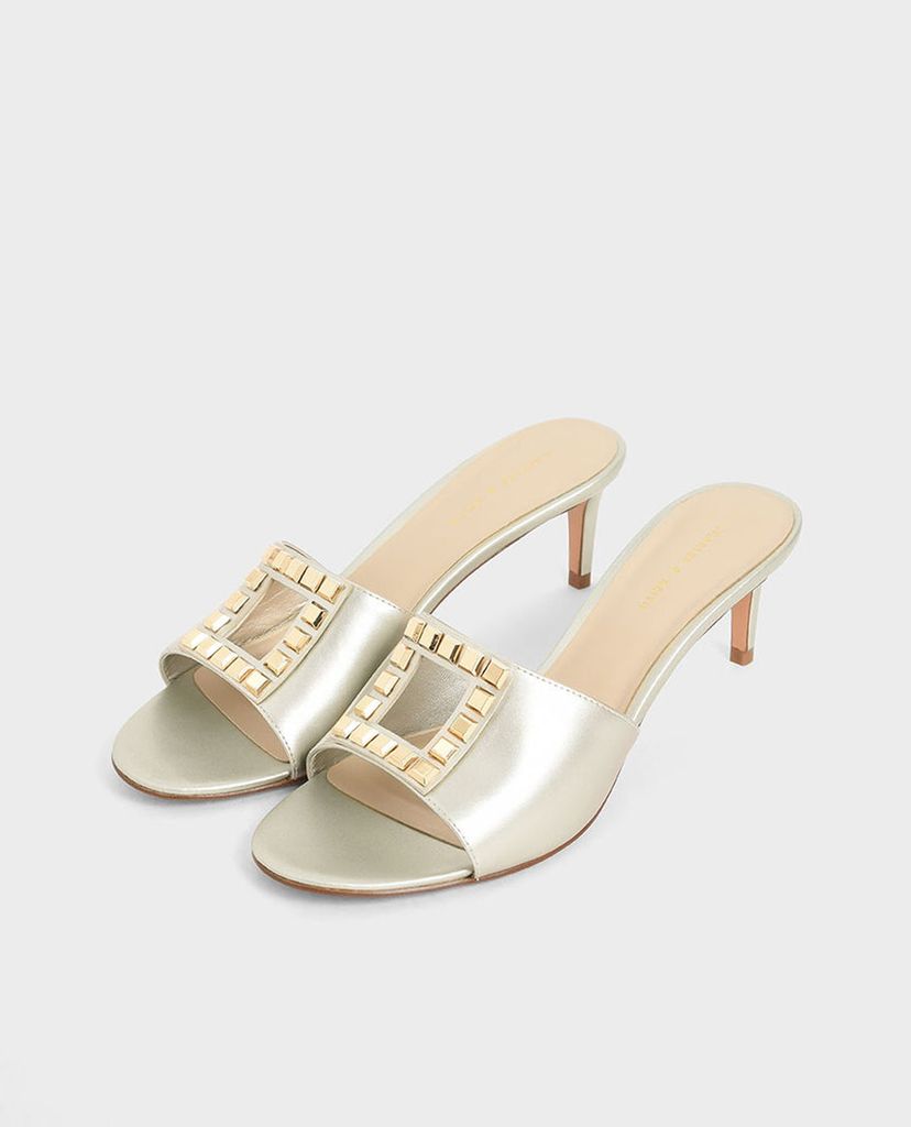 CHARLES & KEITH - Giày cao gót hở mũi Embellished Mules
