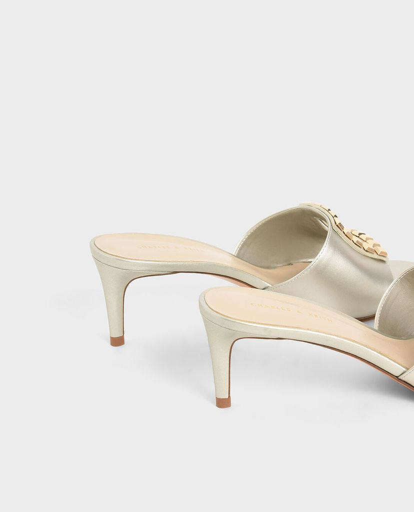 CHARLES & KEITH - Giày cao gót hở mũi Embellished Mules