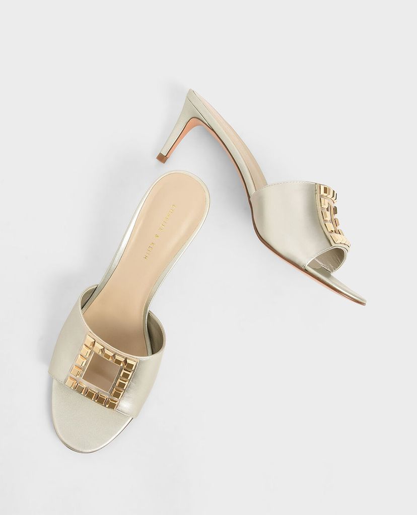CHARLES & KEITH - Giày cao gót hở mũi Embellished Mules
