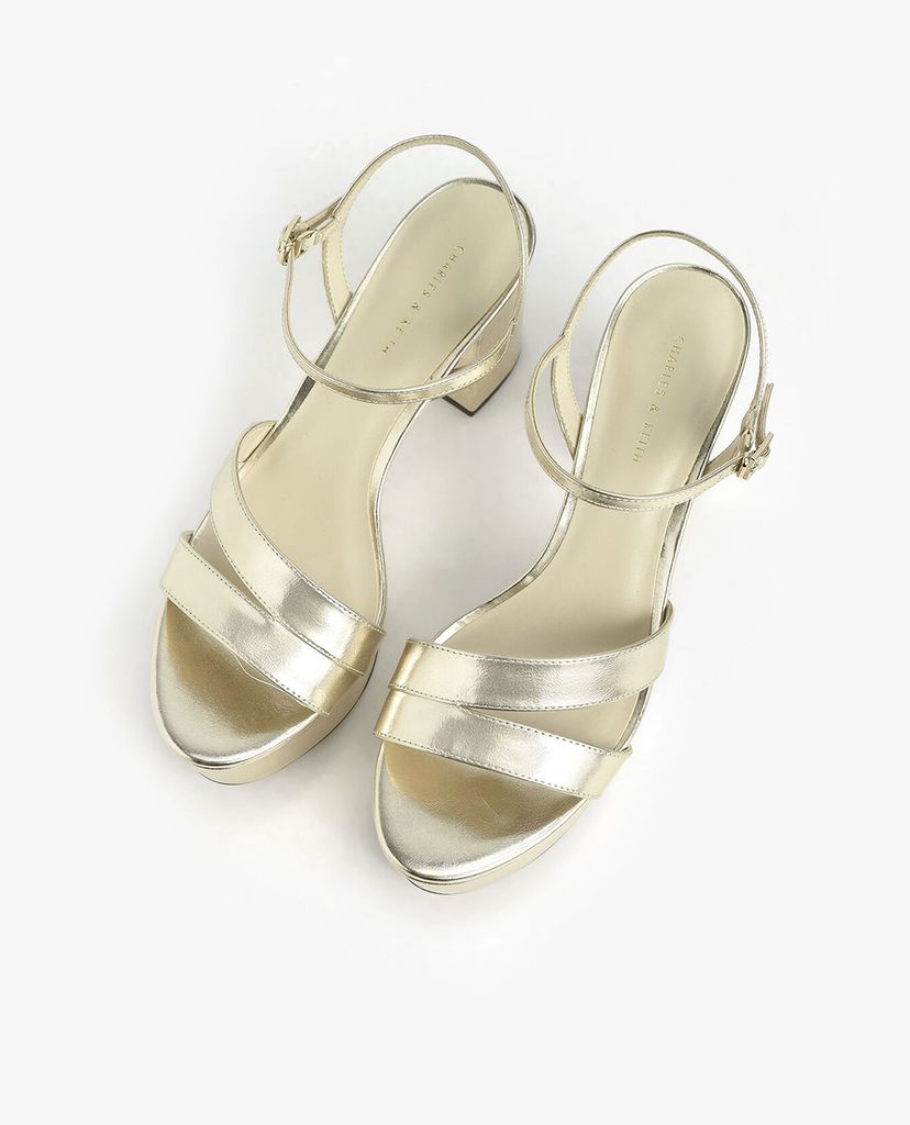 CHARLES & KEITH - Giày cao gót hở mũi Glitter Strappy Platform
