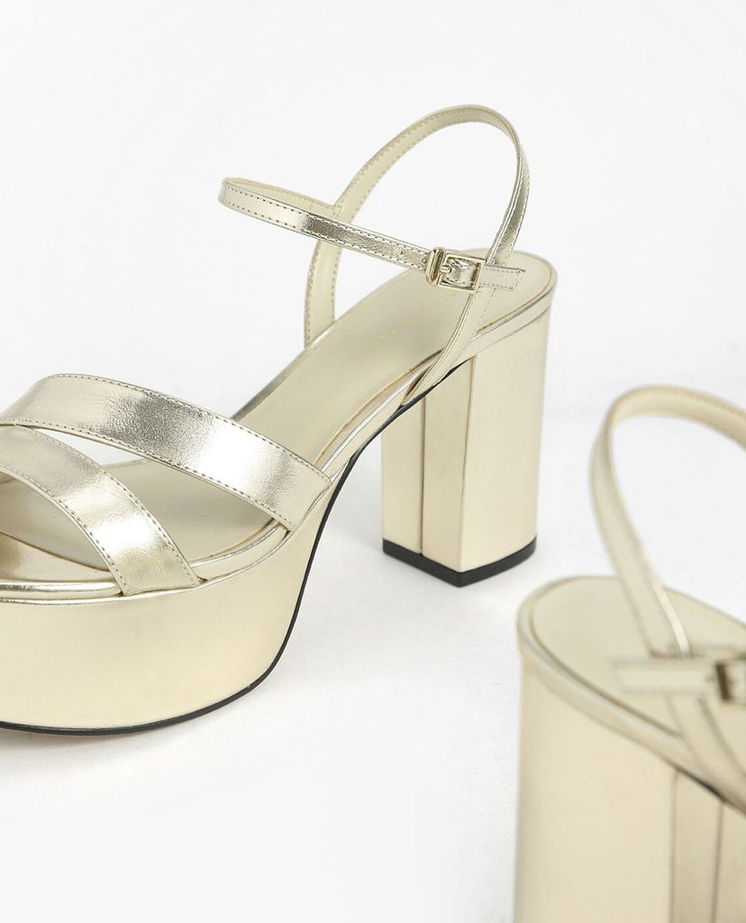 CHARLES & KEITH - Giày cao gót hở mũi Glitter Strappy Platform
