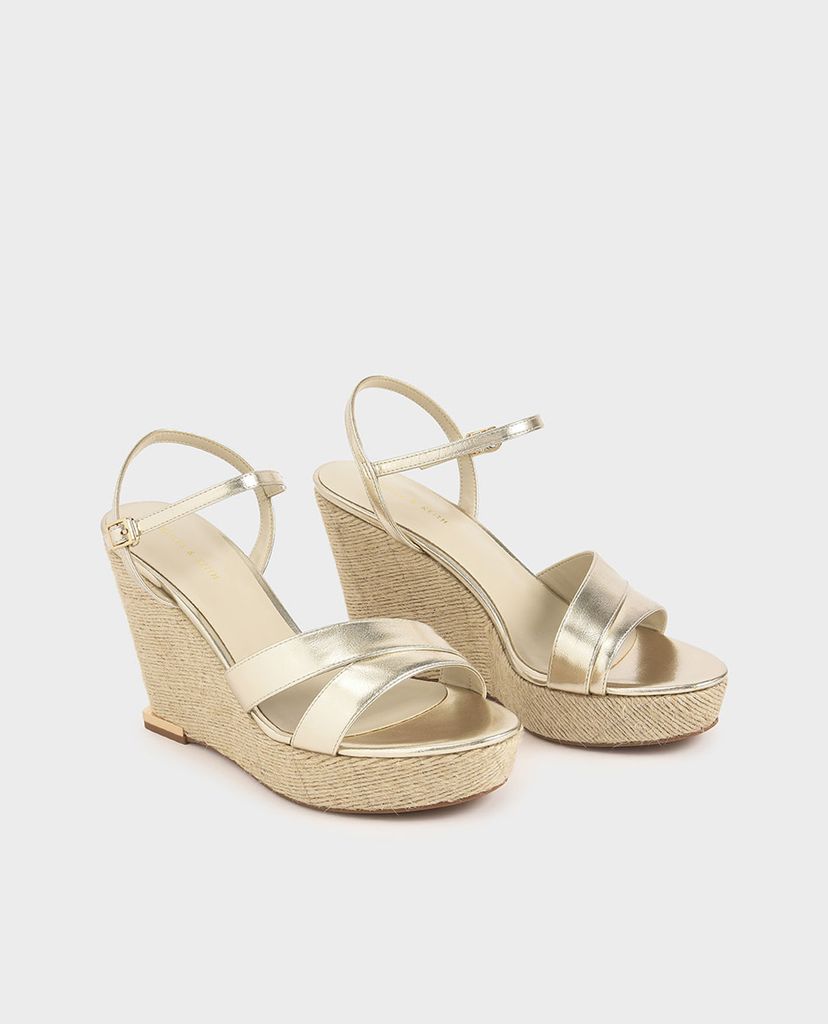 CHARLES & KEITH - Giày đế xuồng Asymmetric Strap Platform Wedges