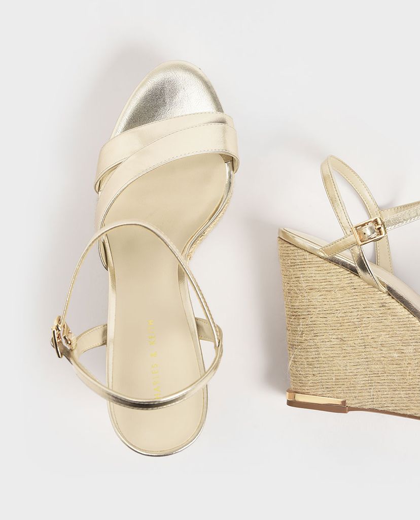 CHARLES & KEITH - Giày đế xuồng Asymmetric Strap Platform Wedges