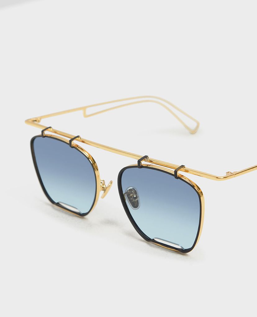 CHARLES & KEITH - Kính mát nữ gọng vuông Metal Frame