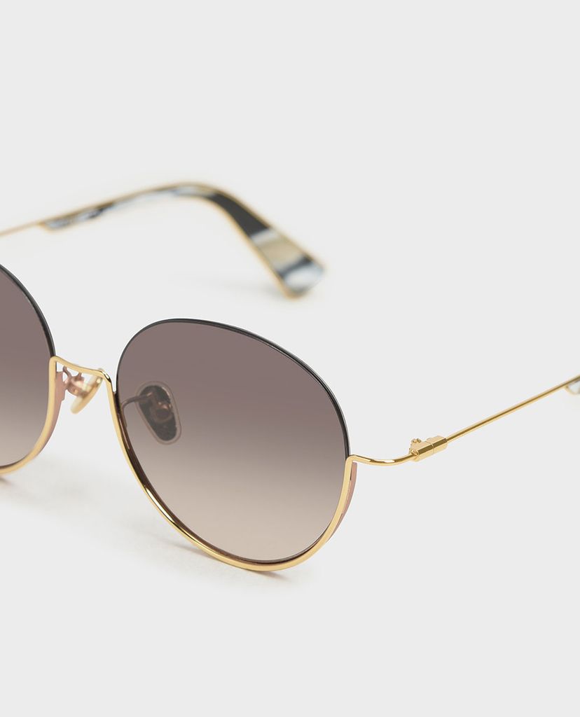CHARLES & KEITH - Kính mát nữ tròn Half Frame Round