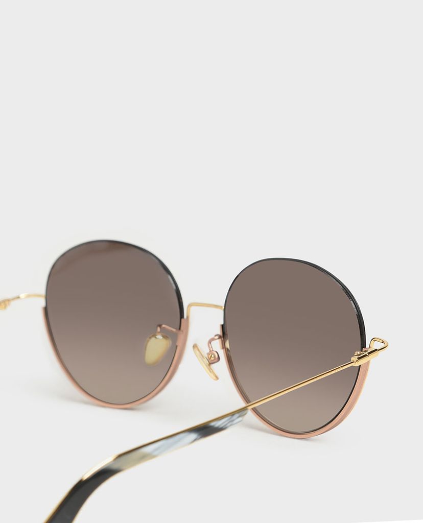 CHARLES & KEITH - Kính mát nữ tròn Half Frame Round