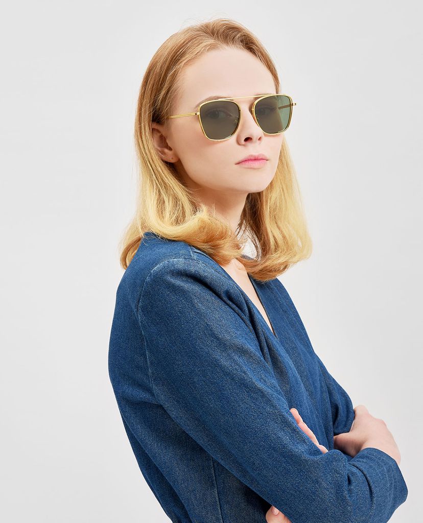 CHARLES & KEITH - Kính mát nữ gọng vuông Gold Thin Frame Square