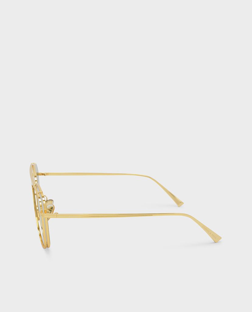 CHARLES & KEITH - Kính mát nữ gọng vuông Gold Thin Frame Square