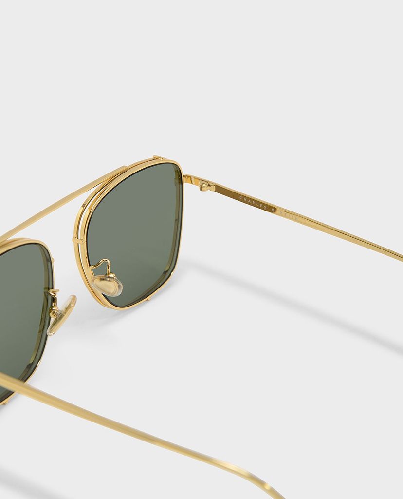 CHARLES & KEITH - Kính mát nữ gọng vuông Gold Thin Frame Square