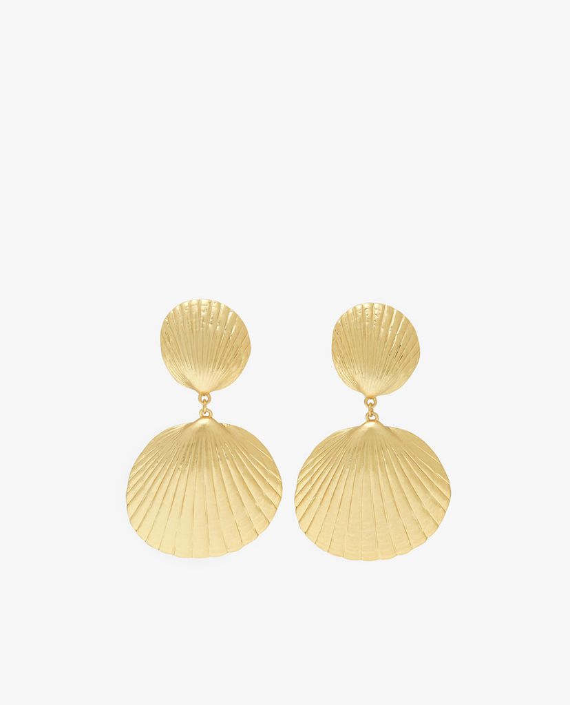 CHARLES & KEITH - Khuyên tai nữ Round Seashell Drop Clip On