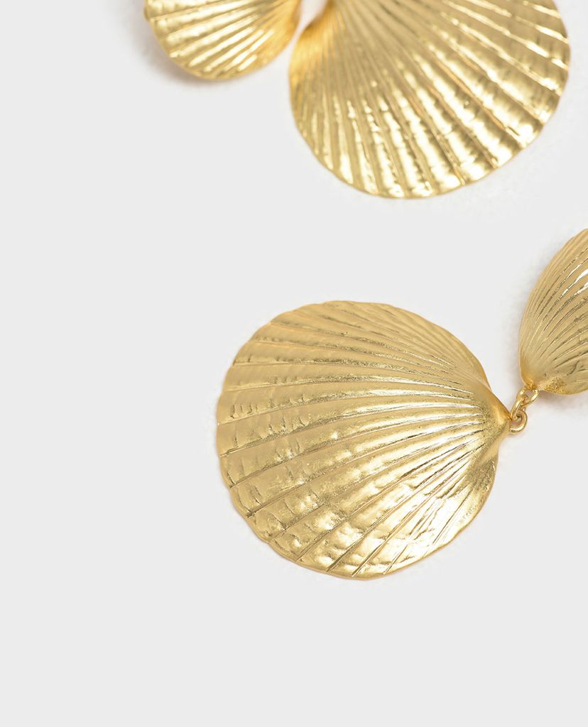 CHARLES & KEITH - Khuyên tai nữ Round Seashell Drop Clip On