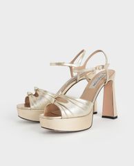 CHARLES & KEITH - Giày cao gót hở mũi Leather Knot Detail