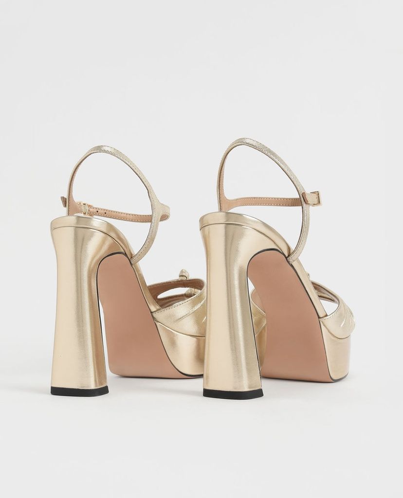 CHARLES & KEITH - Giày cao gót hở mũi Leather Knot Detail