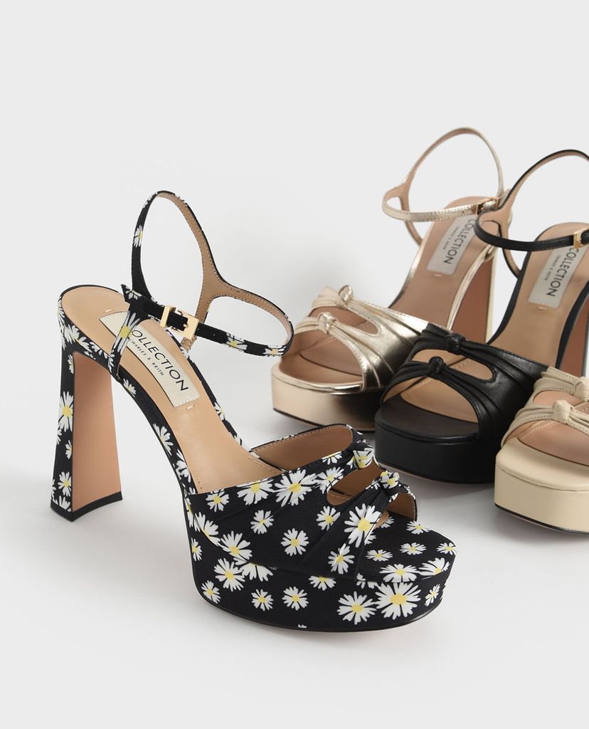 CHARLES & KEITH - Giày cao gót hở mũi Leather Knot Detail